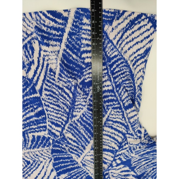 Ruby Rd Favorites Woman Blue White Leaf Print 3/4 Sleeve Tunic Top Plus Size 2X - Picture 8 of 9